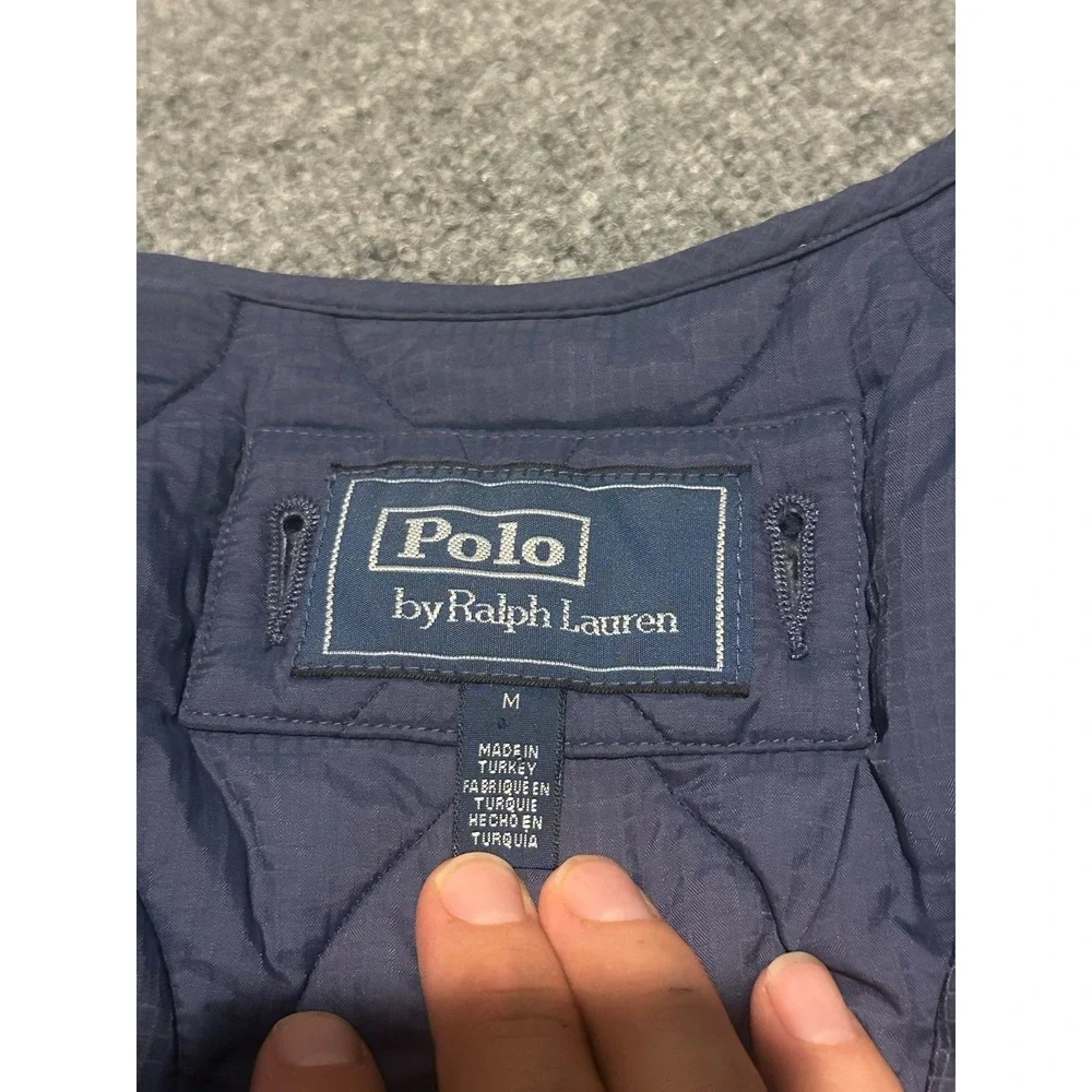 Polo Ralph Lauren Men's Medium Navy Blue Quilted Vest Pocket Hunting Sleeveless